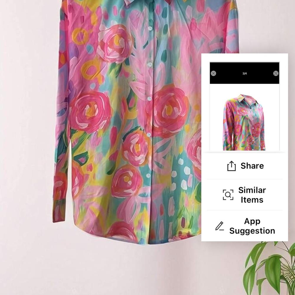 BNWT- Vibrant Floral Button-Down Shirt - Picture 4 of 4